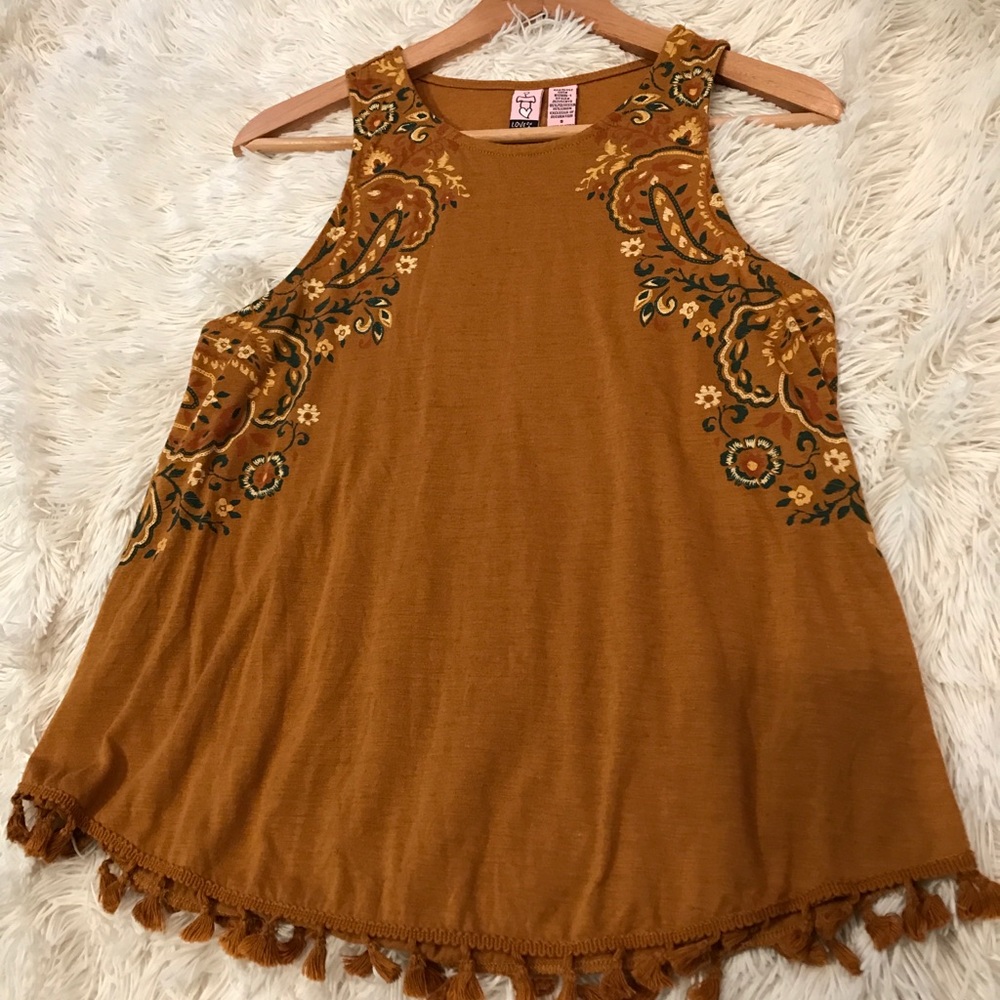 mustard paisley tank top